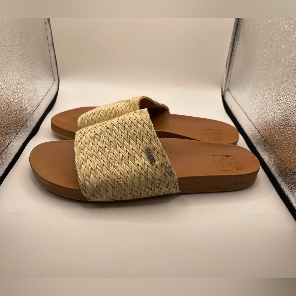 Reef Cushion Scout Braids Women's Woven Tan Sandals size 9